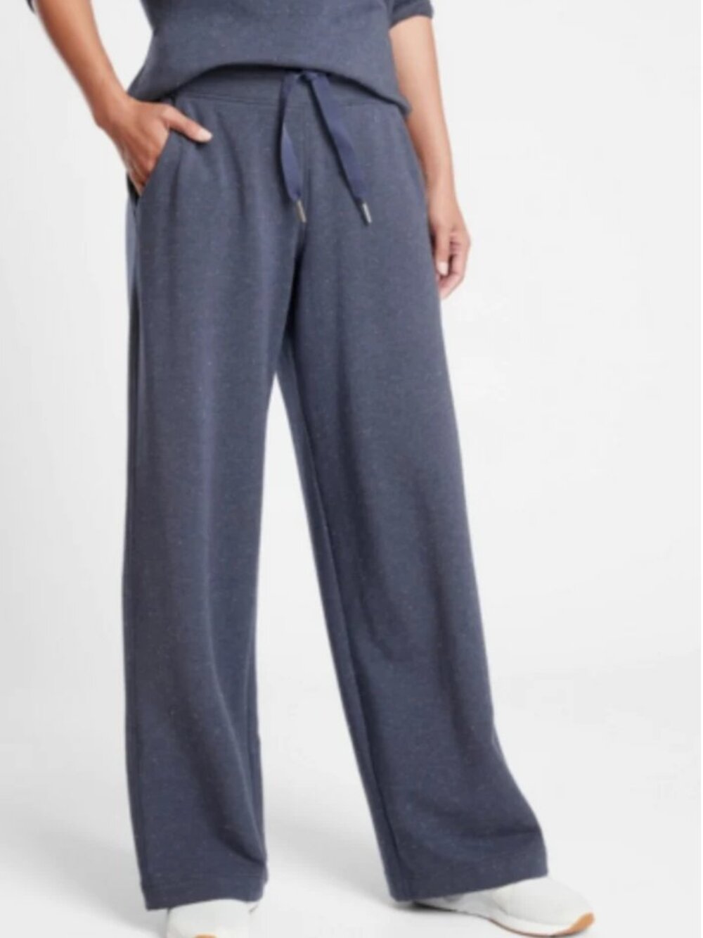 Athleta Women's Navy Balance Heather Drawstring Relax Wide-Leg Pants Size XS